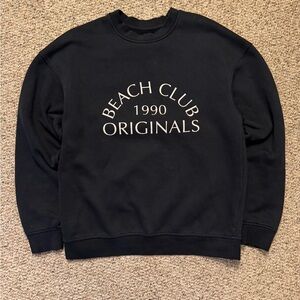Jack & Jones Black Crewneck Sweatshirt with 'Beach Club 1990 Originals' Print